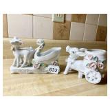 DONKEY PULLING A BARREL AND DEER PULLING A SLEIGH