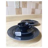 HAZEL ATLAS  VINTAGE BLACK PLATES, BLACK CUP AND