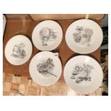 SET OF 10 HUNTING SCENE PLATES BY PUNTS CHINA