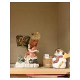 SNOWMAN PLANTER AND SANTA CANDLE HOLDER