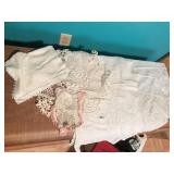 VINTAGE TABLE LINENS AND DOILIES, NICE EMBROIDERY
