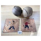 DECORATIVE VINTAGE SOFTBALLS, ASIAN COPPER TILES