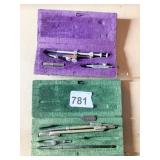 ANTIQUE ARCHITECT INSTRUMENTS IN VELVET CASES, BK