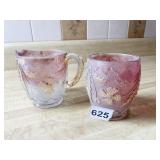 PRETTY PINK AND GOLD FLORAL GLASS SUGAR AND