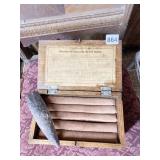 LARGE ARROWHEAD, WOODEN BOX WITH VELVET DIVIDERS,