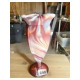 MARBLE LOOK  VASE ON PEDESTAL, MATTE FINISH, 10"