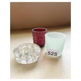 TWO TOOTHPICK HOLDERS / CANDLE HOLDERS AND A