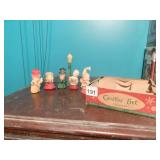 VINTAGE HOLIDAY CAROLERS SET OF WAX FIGURAL