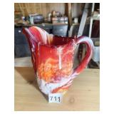 DUTCH WINDMILL MARBLE LOOK GLASS PITCHER, GREAT