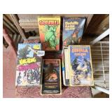 VHS TAPES IN HOLDER, KING KONG, GODZILLA, VINTAGE