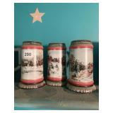 BUDWESIER COLLECTIBLE HOLIDAY BEER STEINS, LOT OF