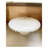 MILK GLASS CAKE PLATE