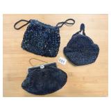 VINTAGE BLACK EVENING BAGS, SOME MINOR CONDITION