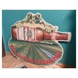 90S VINTAGE BUDWEISER FROG METAL DIE CUT SIGN