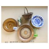 AMBER GLASS CANDLE HOLDER, BLOWN GLASS ORNAMENT,