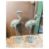 PAIR OF BRONZE CRANES