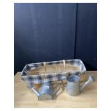 WATERING CAN TINS AND BASKET
