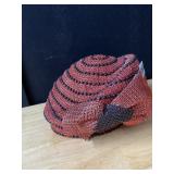 ASHROW BEADED HAT W/ BOW AND BLACK BEADS