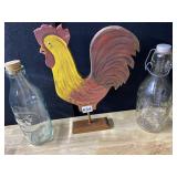 CROWN FORD  MILK BOTTLE, WOOD ROOSTER