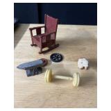 DIECAST CHAIR, ANVIL, PIG, ETC.