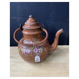 BROWN ENAMELED COFFEE POT SOME WEAR
