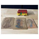 IDEAL BUS, WOOD ENGRAVED PICTURES