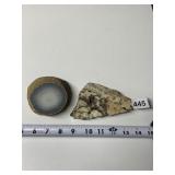 GEODE SLICE AND PIECE OF GRANITE