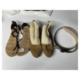 MINNETONKA SZ 8 SLIPPERS, SZ 10 SANDALS, LEATHER