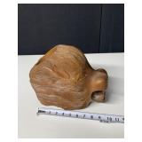 CARVED WOOD LION 9 INCHES WIDE X 9 INCHES HIGH
