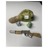 NICHOLS SPIT FIRE TOY GUN, PIG AND MONKEY