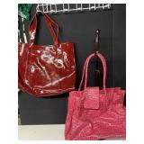 PINK CROCODILE TOTE AND RED TOTE