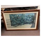 PAINTING ON CANVAS WINDOW SCENE OF MOUNTAINS,