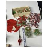 BLOWN GLASS TREE TOPPER, FOIL GARLAND, PLASTIC
