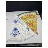 2 ROUND TABLECLOTHS, ONE EMBROIDERED AND ONE