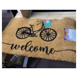 COIR MAT W/ BICYCLE W/ FLOWERS IN BASKET