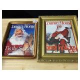 FRAMED COUNTRY HOME SANTA 14" X 12" LARGEST