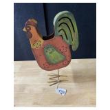 TIN ROOSTER PLANTER 9" H