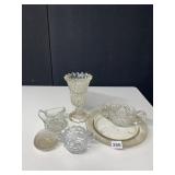ASSORTED CLEAR CUT GLASS PIECES