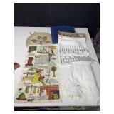 NEW TABLE RUNNER, WHITE ROUND TABLECLOTH, CHAIR