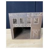 WOODEN HOUSE FOR TRAIN LAYOUT 8.5" H X 9" W X 9"