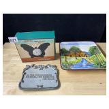GERMAN PLATE, BUTTERFLY CLOCK CRACKER BARREL,