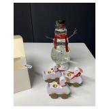 SNOWMAN GLITTER LANTERN AND WOOD GOOSE CANDLE