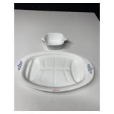 CORNING MEAT PLATE AND SMALL BAKER