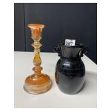 RUBY PINCHED VASE AND CANDLE STICK DOES HAVE ONE