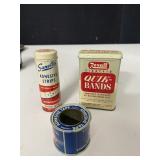 VINTAGE METAL BAND AID BOXES, ADHESIVE TAPE, ALL