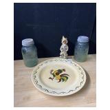 MASON JAR, ROOSTER PLATE ETC.