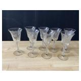 8 ETCHED WINE GLASSES