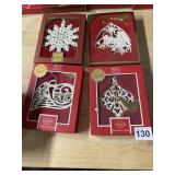 LENOX ORNAMENTS 4/ W/ HOLY NIGHT, SNOWFLAKE