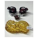 FARBER BROS CONDIMENT AND AMBER GLASS ACCENT