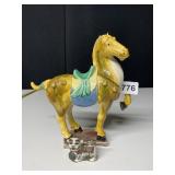 CHINESE HORSE WITH SEVERAL REPAIRS AND SMALL FOO